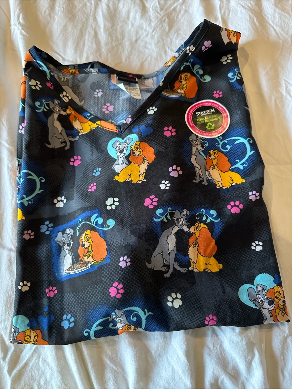 NWT Disney Lady and the Tramp Scrub Top 3XL